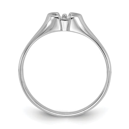 14k White Gold Polished Holds 5mm Pearl Ring Mounting