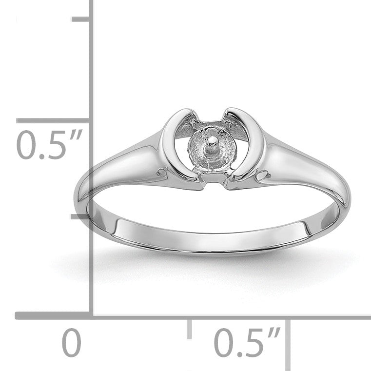 14k White Gold Polished Holds 5mm Pearl Ring Mounting