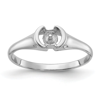 14k White Gold Polished Holds 5mm Pearl Ring Mounting