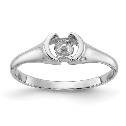 14k White Gold Polished Holds 5mm Pearl Ring Mounting