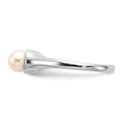 14k White Gold 5mm White Freshwater Cultured Pearl Ring