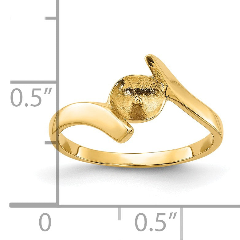 14k Polished Holds 7mm Pearl Bypass Ring Mounting