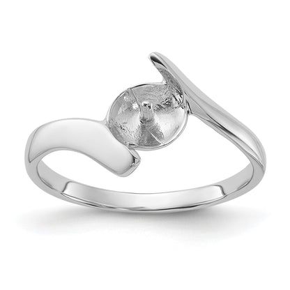 14k White Gold Polished Holds 7mm Pearl Bypass Ring Mounting