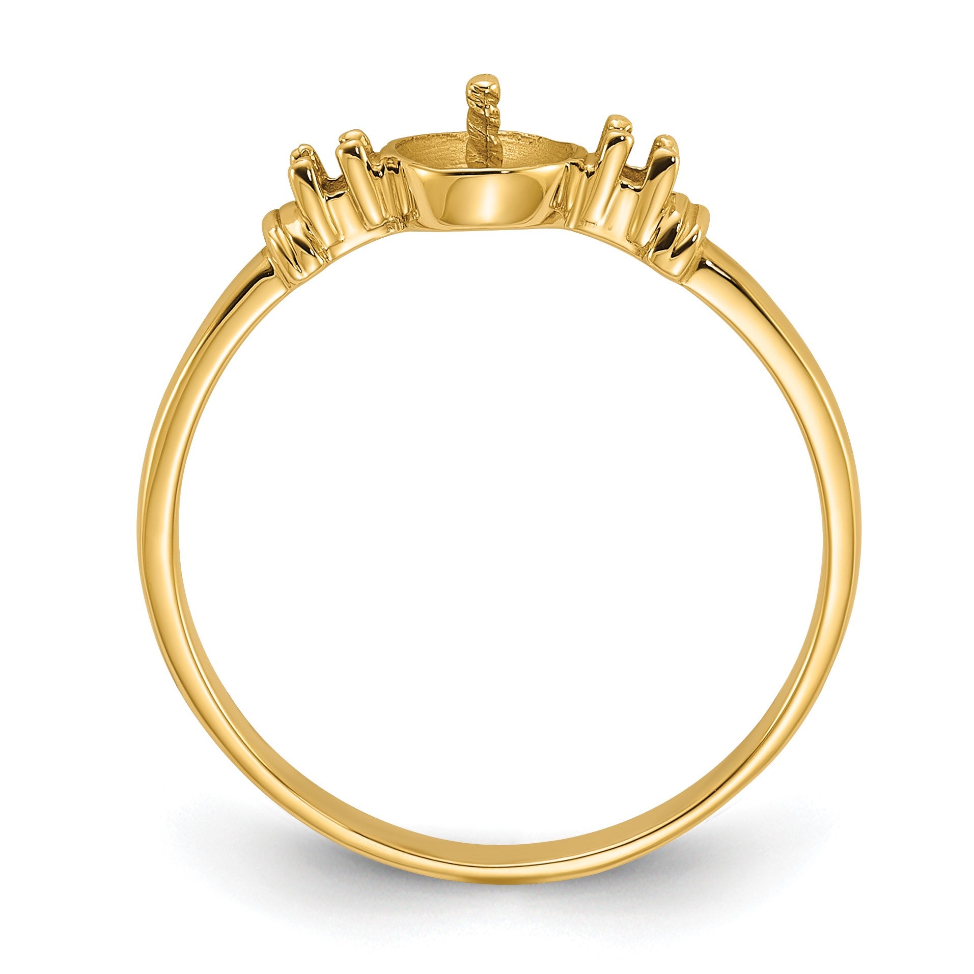 14k Polished Holds 5mm Pearl and 2-1.2mm Stones Ring Mounting