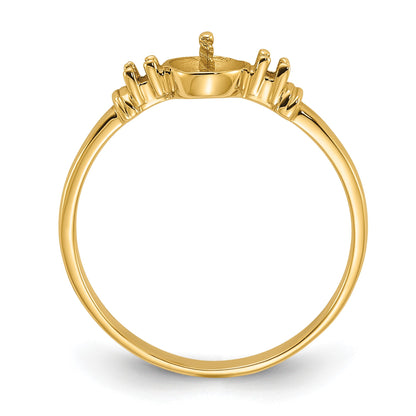 14k Polished Holds 5mm Pearl and 2-1.2mm Stones Ring Mounting