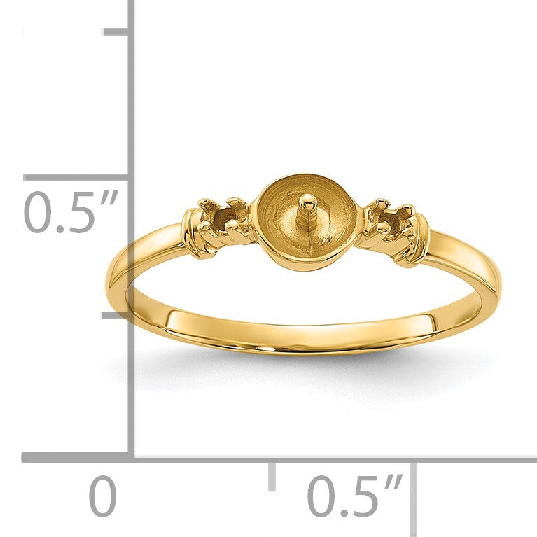14k Polished Holds 5mm Pearl and 2-1.2mm Stones Ring Mounting