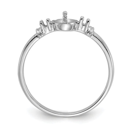 14k White Gold Polished Holds 5mm Pearl and 2-1.2mm Stones Ring Mounting