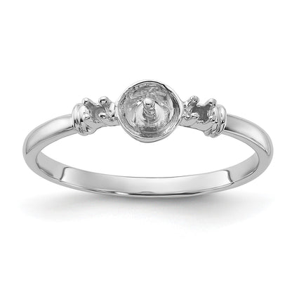 14k White Gold Polished Holds 5mm Pearl and 2-1.2mm Stones Ring Mounting