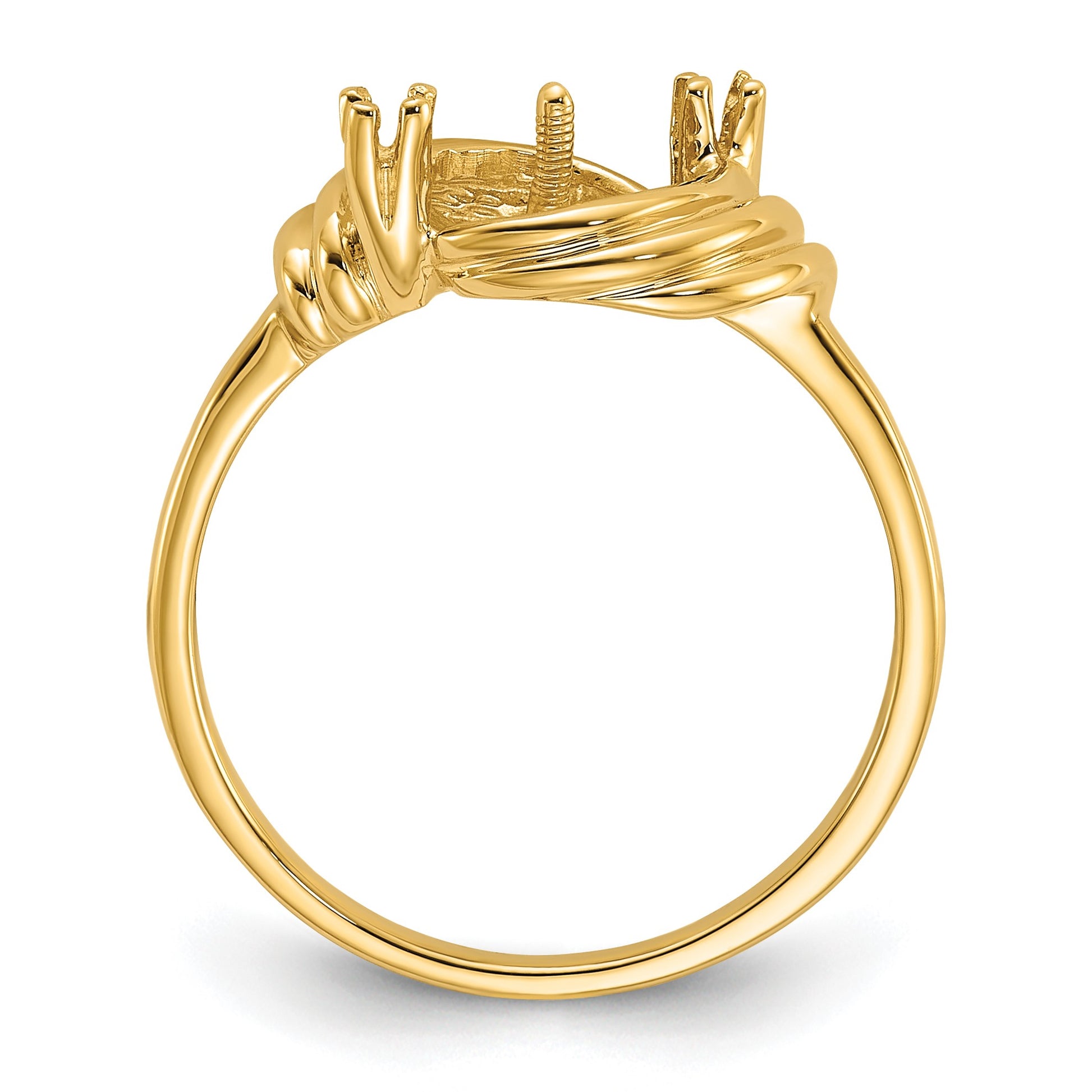 14k Polished Holds 7mm Pearl and 2-1.4mm Stones Ring Mounting