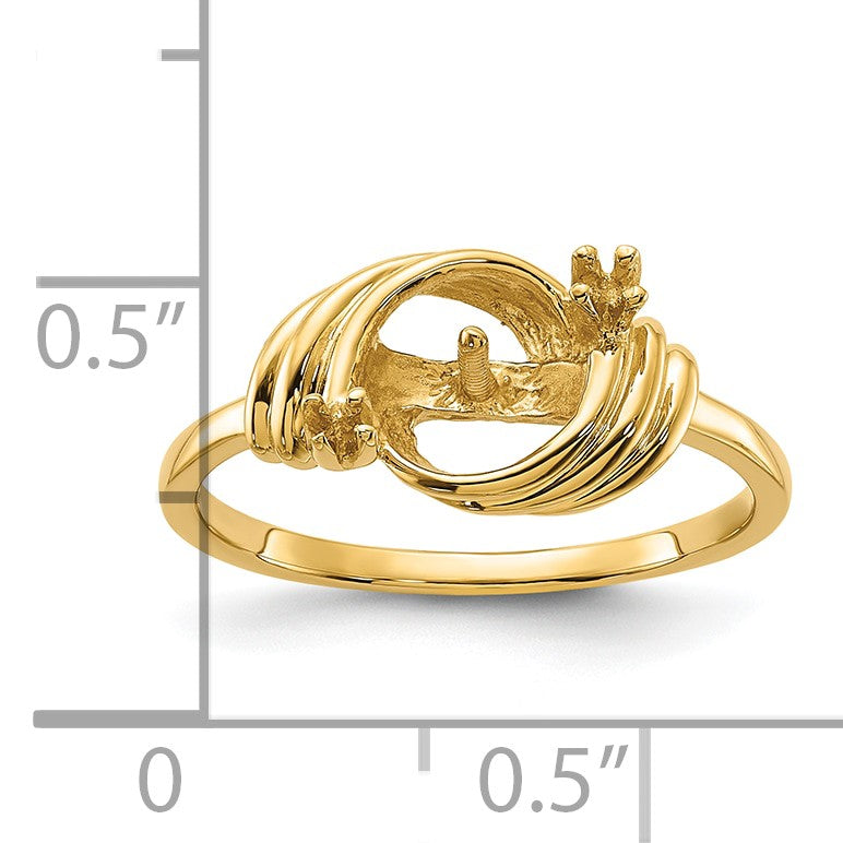 14k Polished Holds 7mm Pearl and 2-1.4mm Stones Ring Mounting