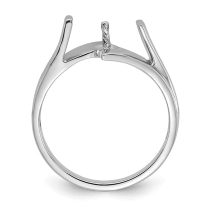 14k White Gold Polished Holds 6mm Pearl Ring Mounting