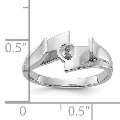 14k White Gold Polished Holds 6mm Pearl Ring Mounting