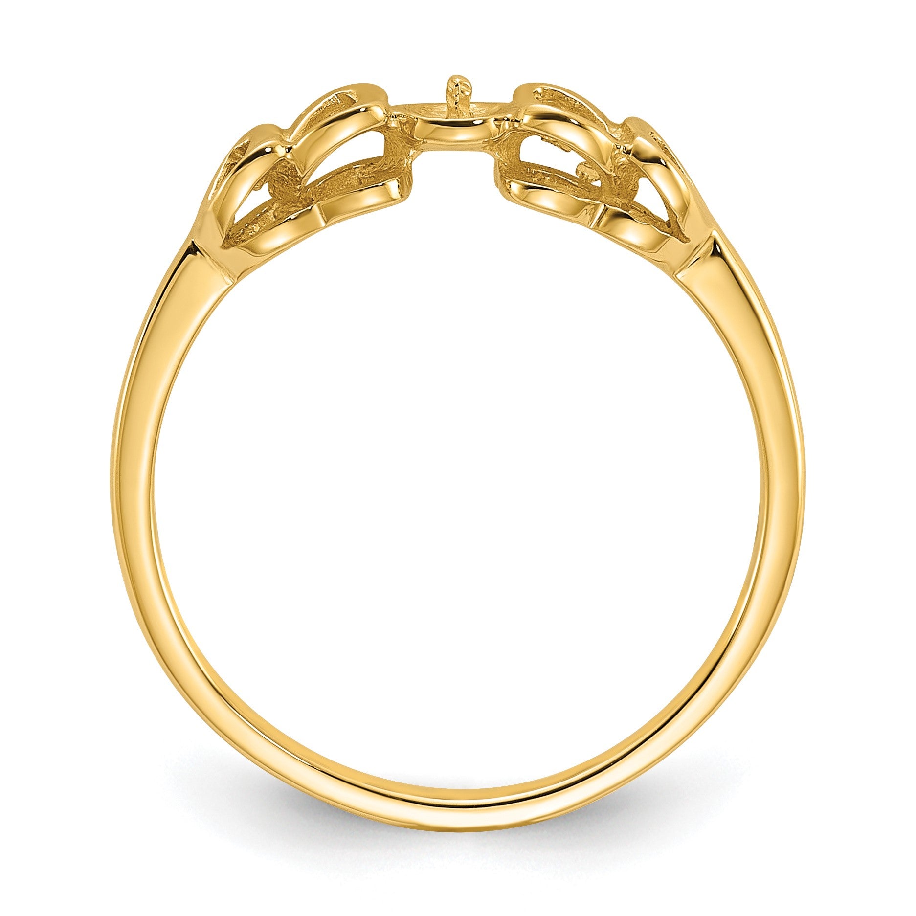 14k Polished Holds 4mm Pearl Heart Ring Mounting