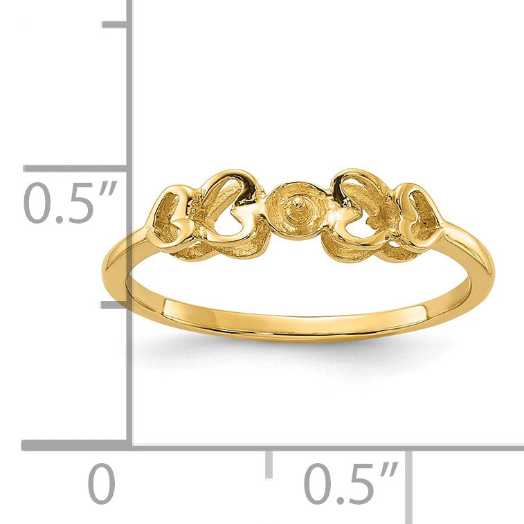 14k Polished Holds 4mm Pearl Heart Ring Mounting