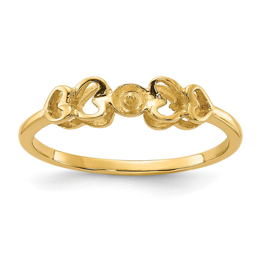 14k Polished Holds 4mm Pearl Heart Ring Mounting
