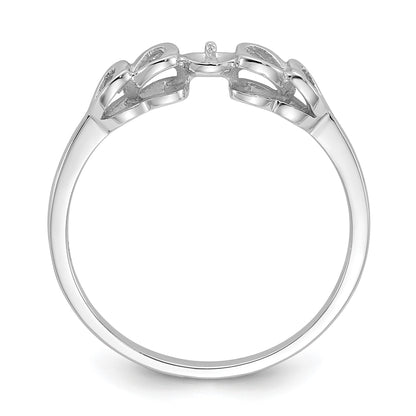 14k White Gold Polished Holds 4mm Pearl Heart Ring Mounting