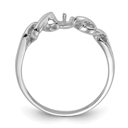 14k White Gold Polished Holds 4mm Pearl Twisted Ring Mounting