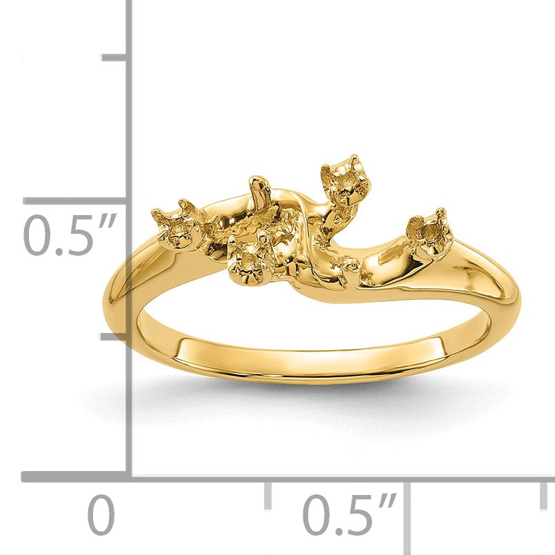 14kHolds 2-6mm Pearls and 4-1.5mm Stones Ring Mounting