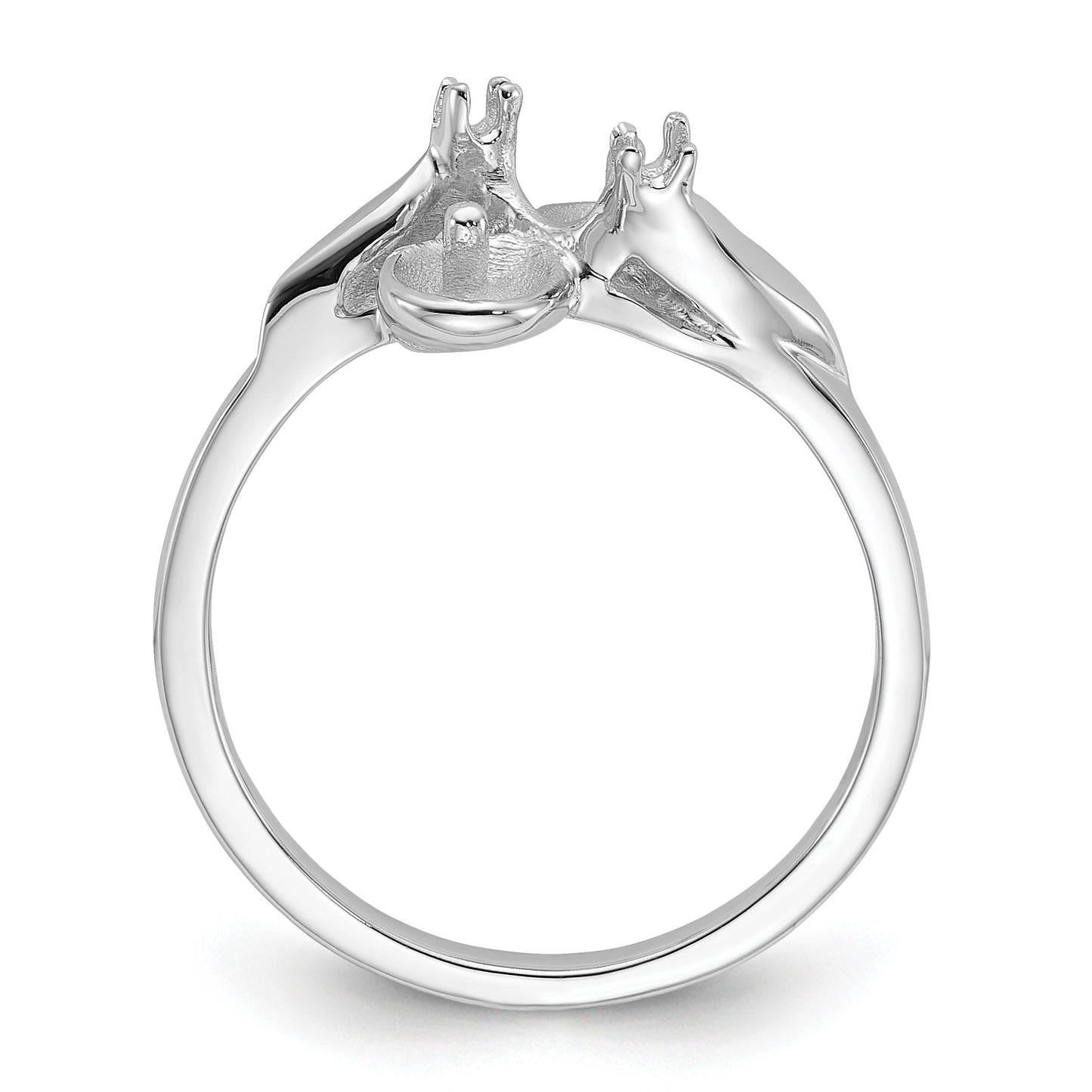 14k White Gold Holds 2-5mm Pearls and 2-1.8mm Stones Ring Mounting