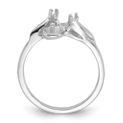 14k White Gold Holds 2-5mm Pearls and 2-1.8mm Stones Ring Mounting