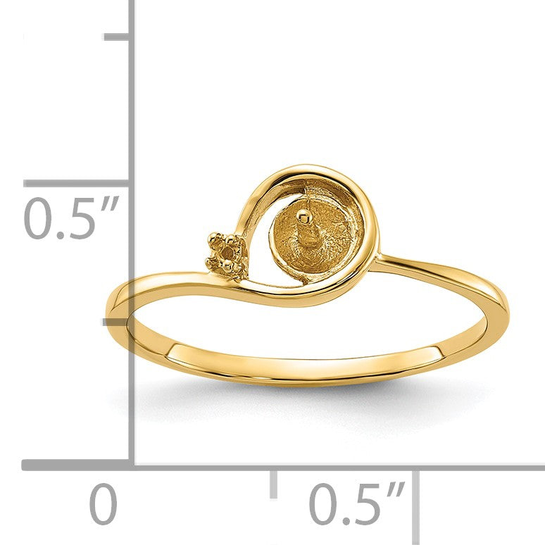 14k Holds 4mm Pearl and 1-1.5mm Stone Ring Mounting
