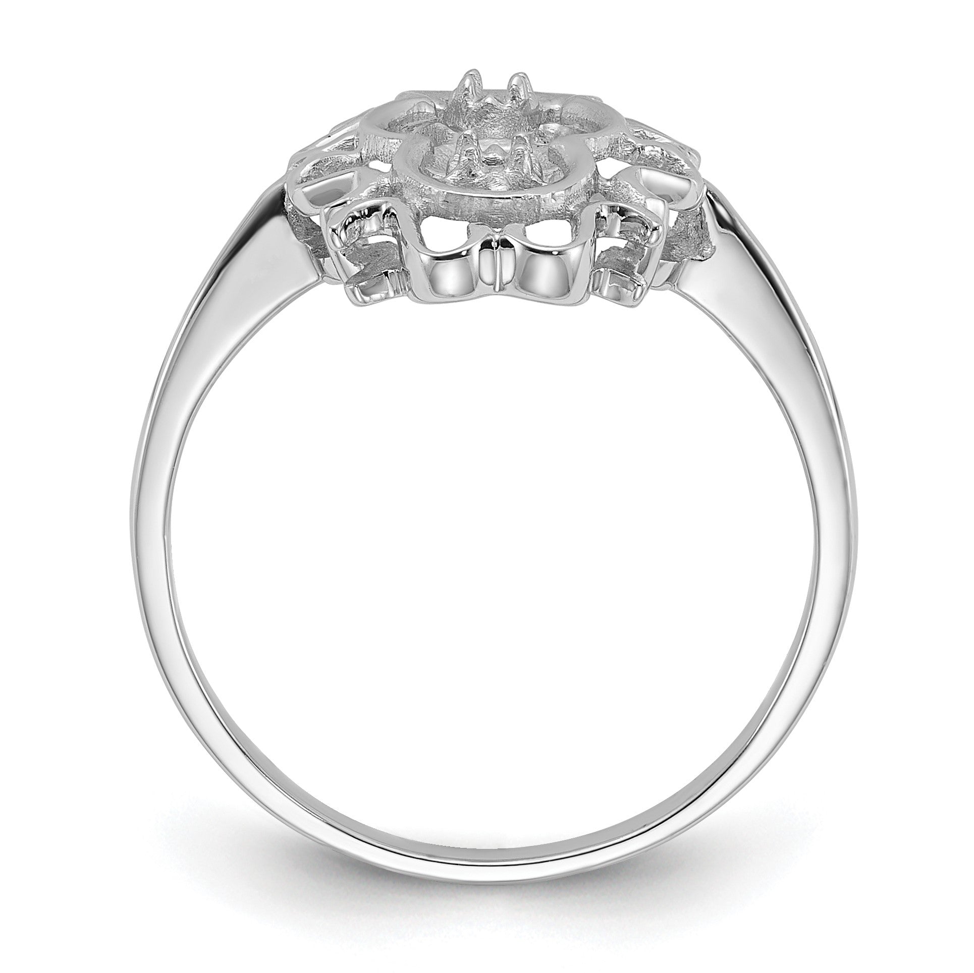 14k White Gold Holds 2-1.3mm Stones and 5.5mm Pearl Scroll Ring Mounting