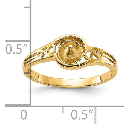 14k Holds 6mm Pearl Filigree Ring Mounting