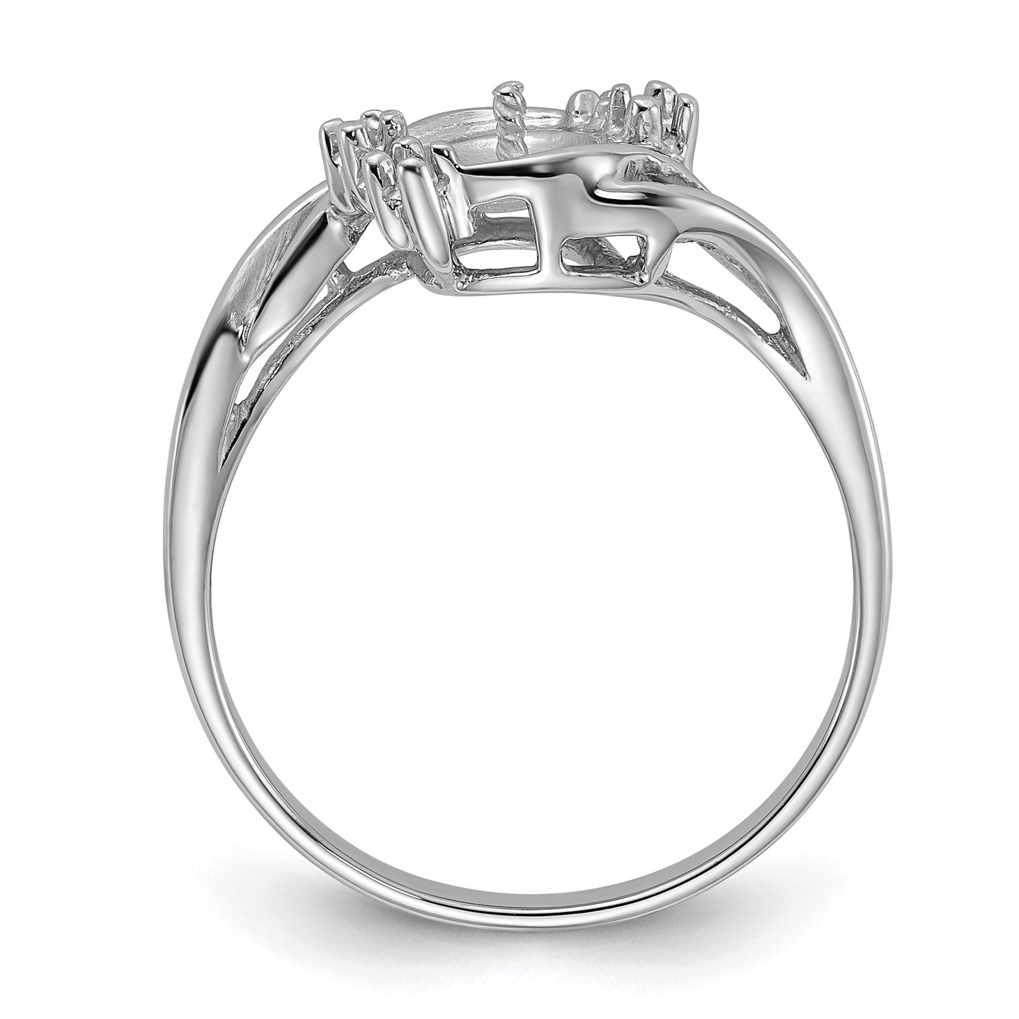 14k White Gold Holds 6mm Pearl and 4-1.4mm Stones Ring Mounting