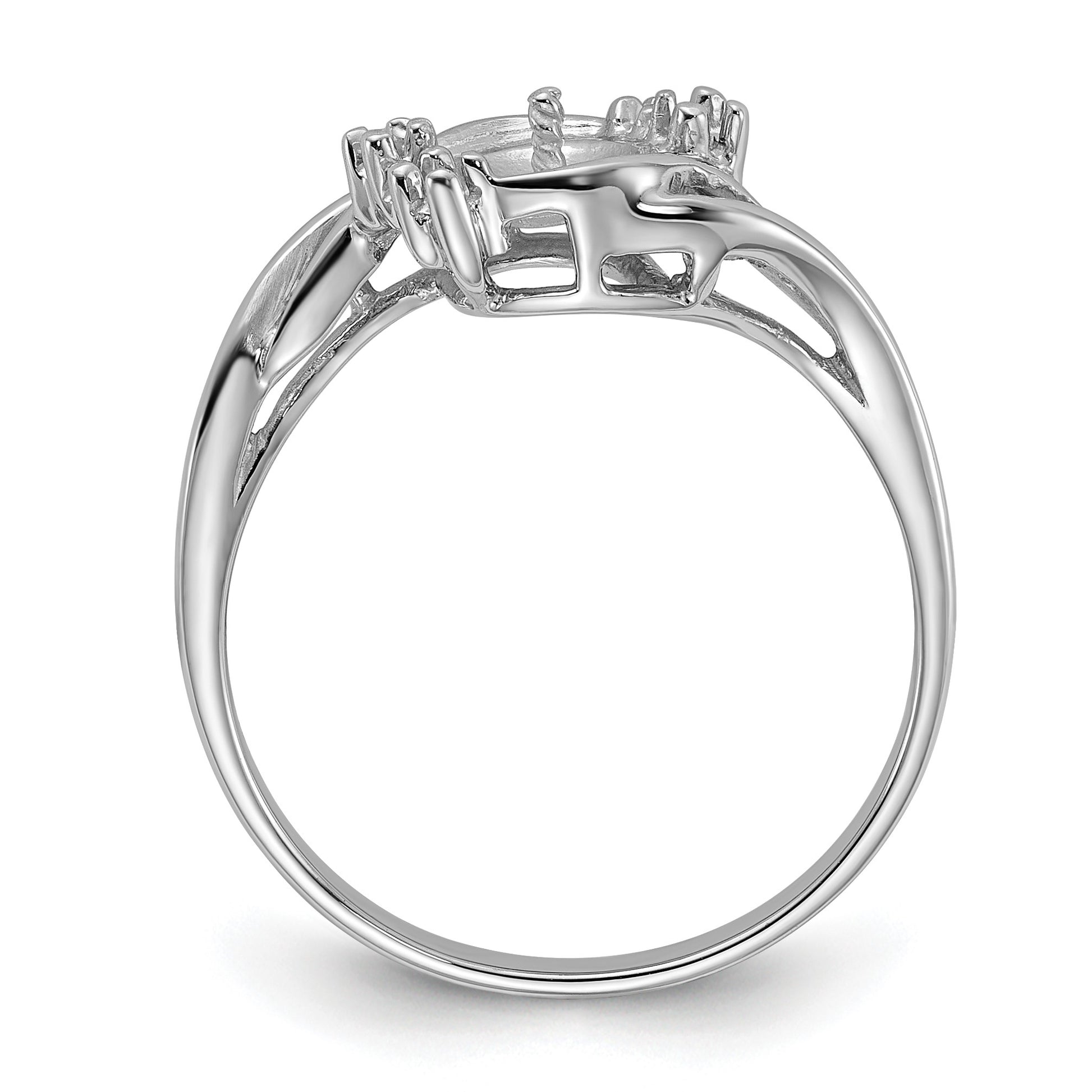 14k White Gold Holds 6mm Pearl and 4-1.4mm Stones Ring Mounting
