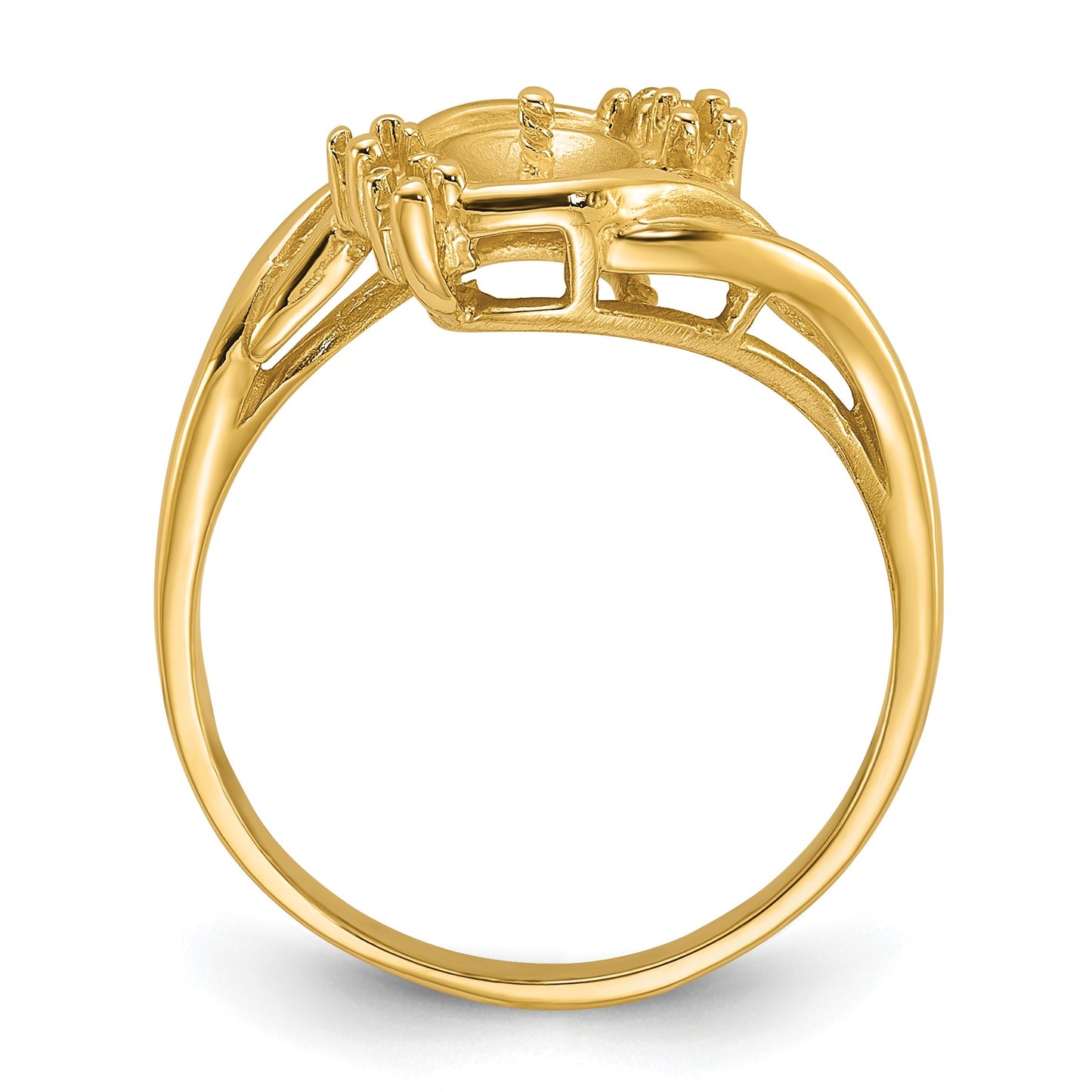 14k Holds 6mm Pearl and 4-1.4mm Stones Ring Mounting