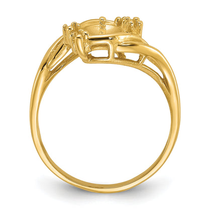 14k Holds 6mm Pearl and 4-1.4mm Stones Ring Mounting