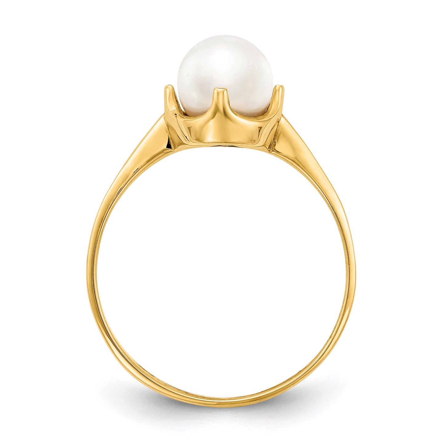 14k 6.5mm White Freshwater Cultured Pearl Ring