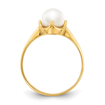 14k 6.5mm White Freshwater Cultured Pearl Ring