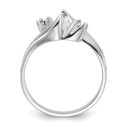 14k White Gold Holds 6mm Pearl and 2-2.2mm Stones Ring Mounting