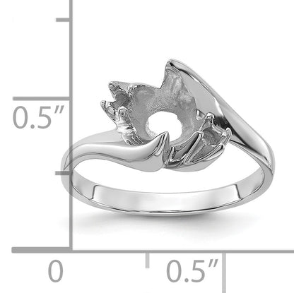 14k White Gold Holds 6mm Pearl and 2-2.2mm Stones Ring Mounting
