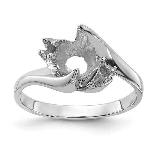 14k White Gold Holds 6mm Pearl and 2-2.2mm Stones Ring Mounting