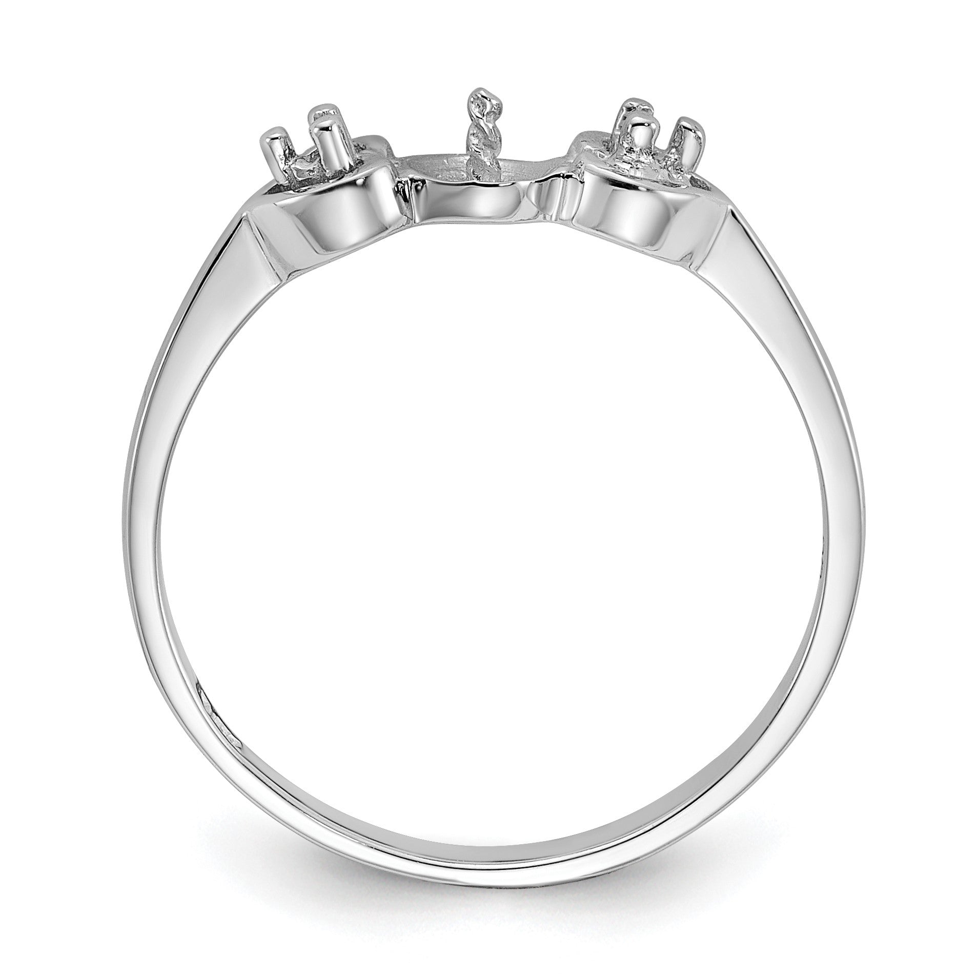 14k White Gold Holds 4.5mm Pearl and 2-1.3mm Stones Ring Mounting