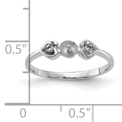14k White Gold Holds 4.5mm Pearl and 2-1.3mm Stones Ring Mounting