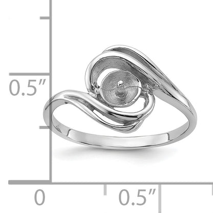 14k White Gold Holds 5.5mm Pearl Ring Mounting