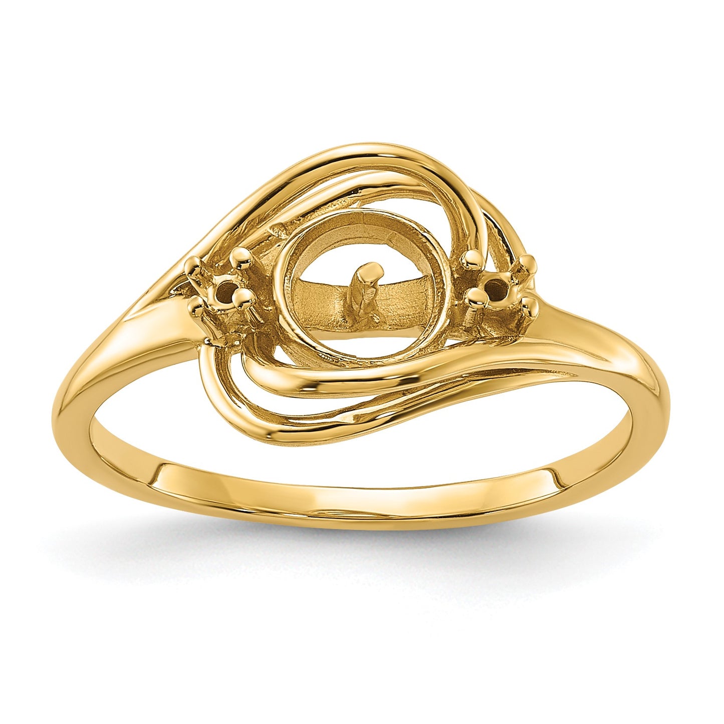14k Holds 5.5mm Pearl and 2-1.5mm Stones Ring Mounting