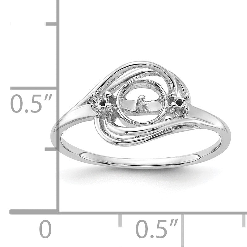 14k White Gold Holds 5.5mm Pearl and 2-1.5mm Stones Ring Mounting