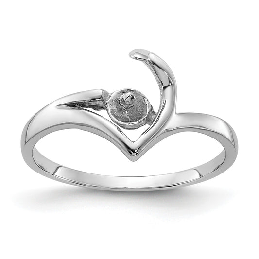 14k White Gold Holds 6mm Pearl Ring Mounting