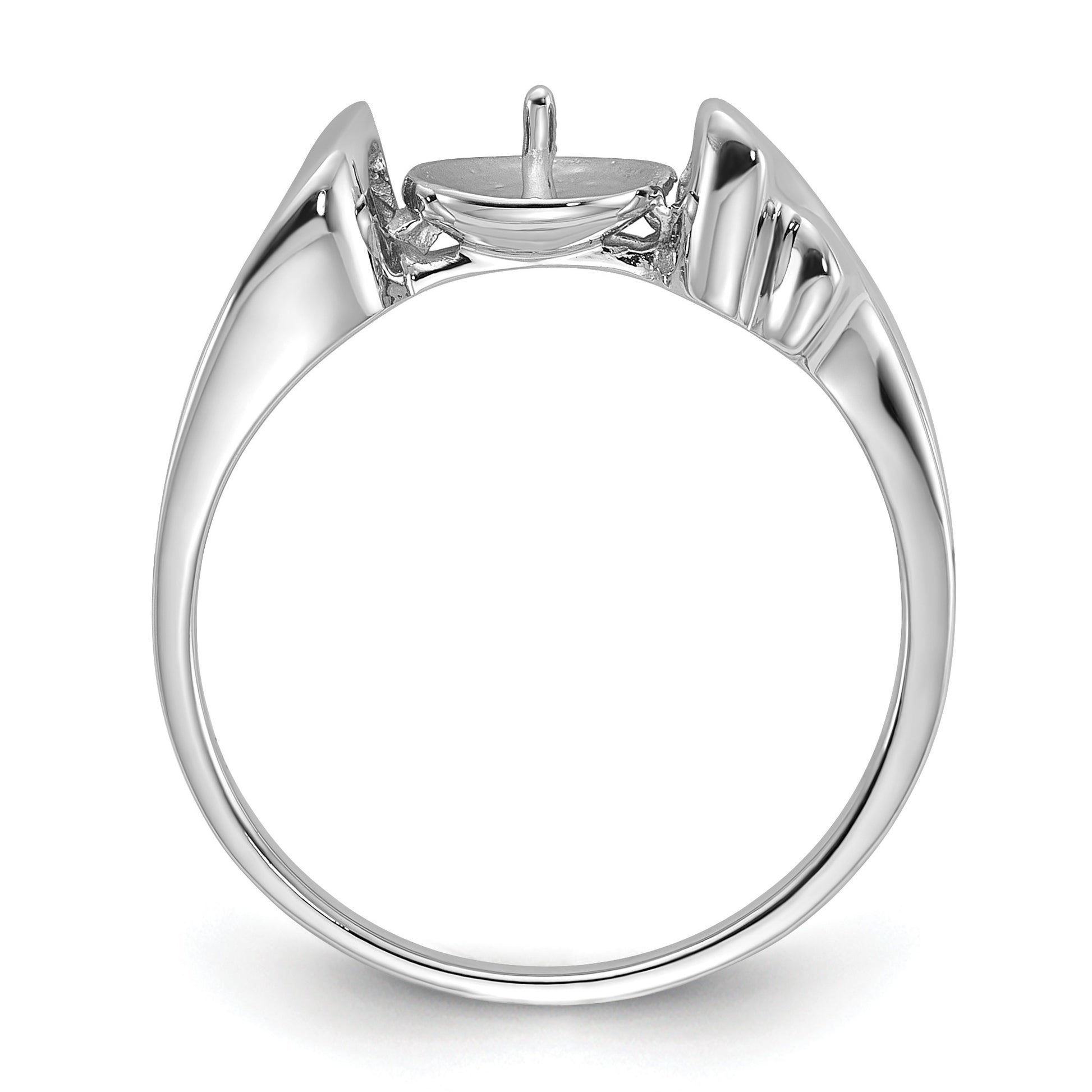 14k White Gold Holds 7mm Pearl Ring Mounting