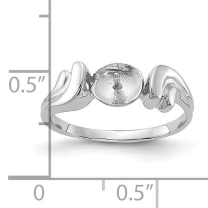 14k White Gold Holds 7mm Pearl Ring Mounting