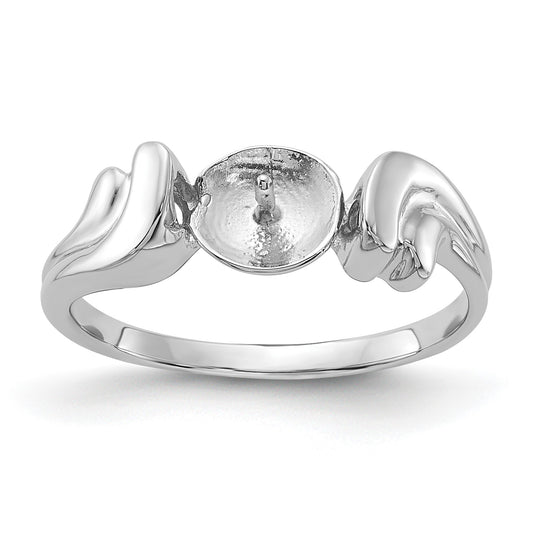 14k White Gold Holds 7mm Pearl Ring Mounting