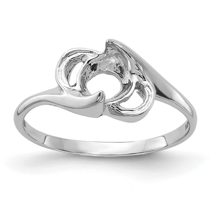 14k White Gold Holds 5.5mm Pearl Ring Mounting