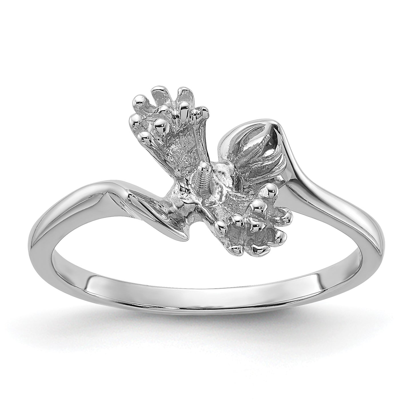 14k White Gold Holds 6mm Pearl and 6-1.3mm Stones Ring Mounting