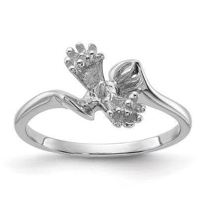 14k White Gold Holds 6mm Pearl and 6-1.3mm Stones Ring Mounting