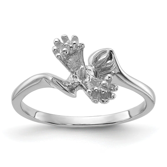 14k White Gold Holds 6mm Pearl and 6-1.3mm Stones Ring Mounting
