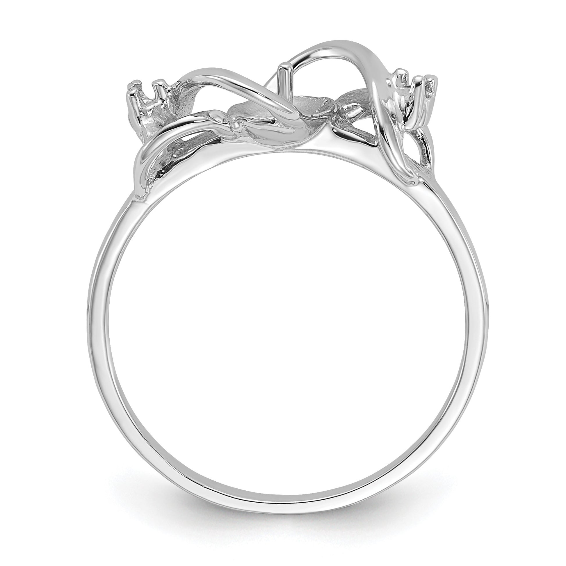 14k White Gold Holds 5.5mm Pearl and 2-1.4mm Stones Ring Mounting